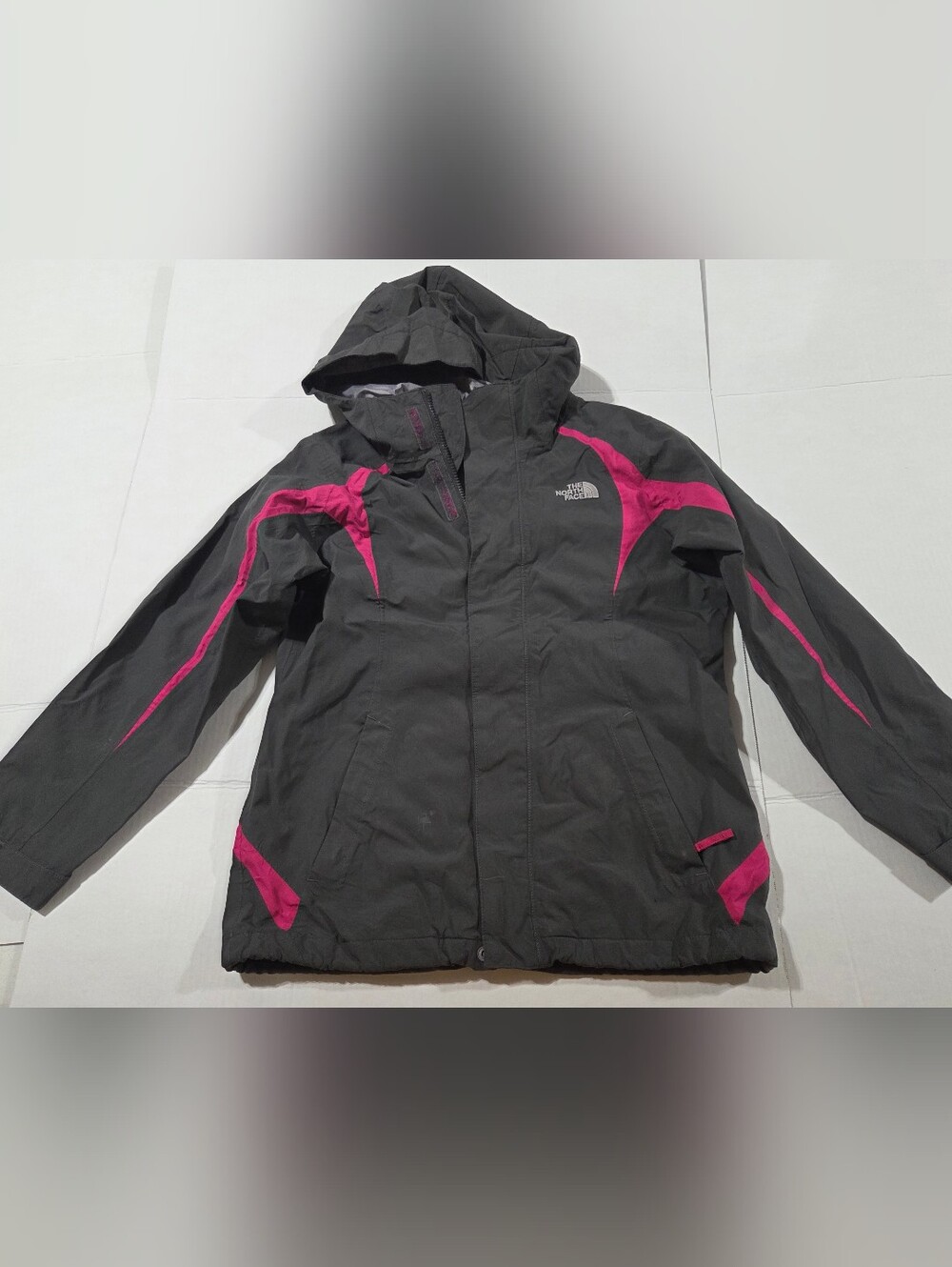 The North Face Kids Gray and Pink Hooded Jacket